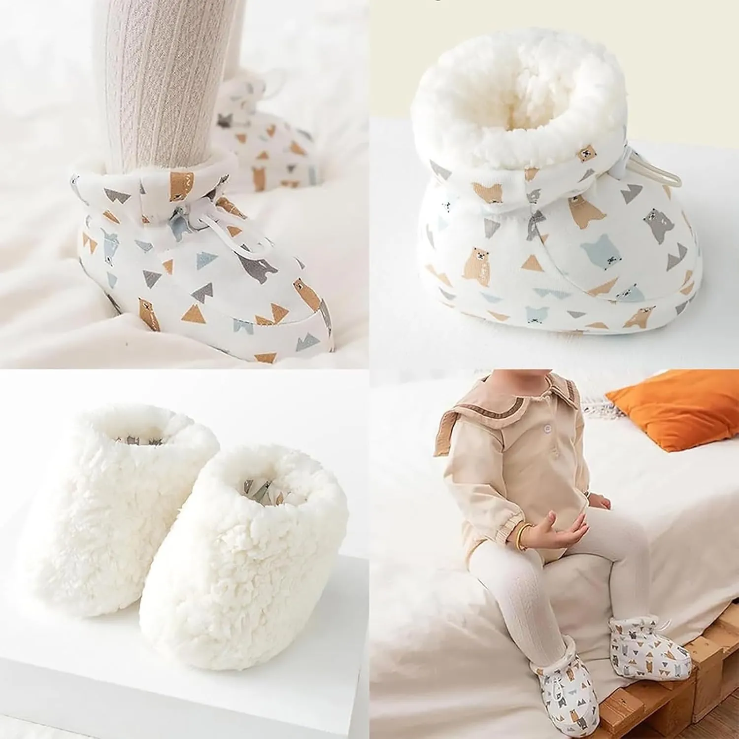 Warm Furry Baby Boots 2024 Newborn Cozy Fleece Furry Fuzzy Booties Winter Anti Slip Soft Sole Cute Snow Shoes