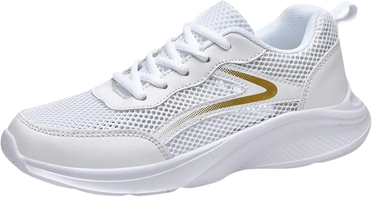 Women Tennis Shoes Fashion Running Sneaker Breathable Lace-Up Walking Shoes Non Slip Workout Shoes for Indoor Outdoor Gym