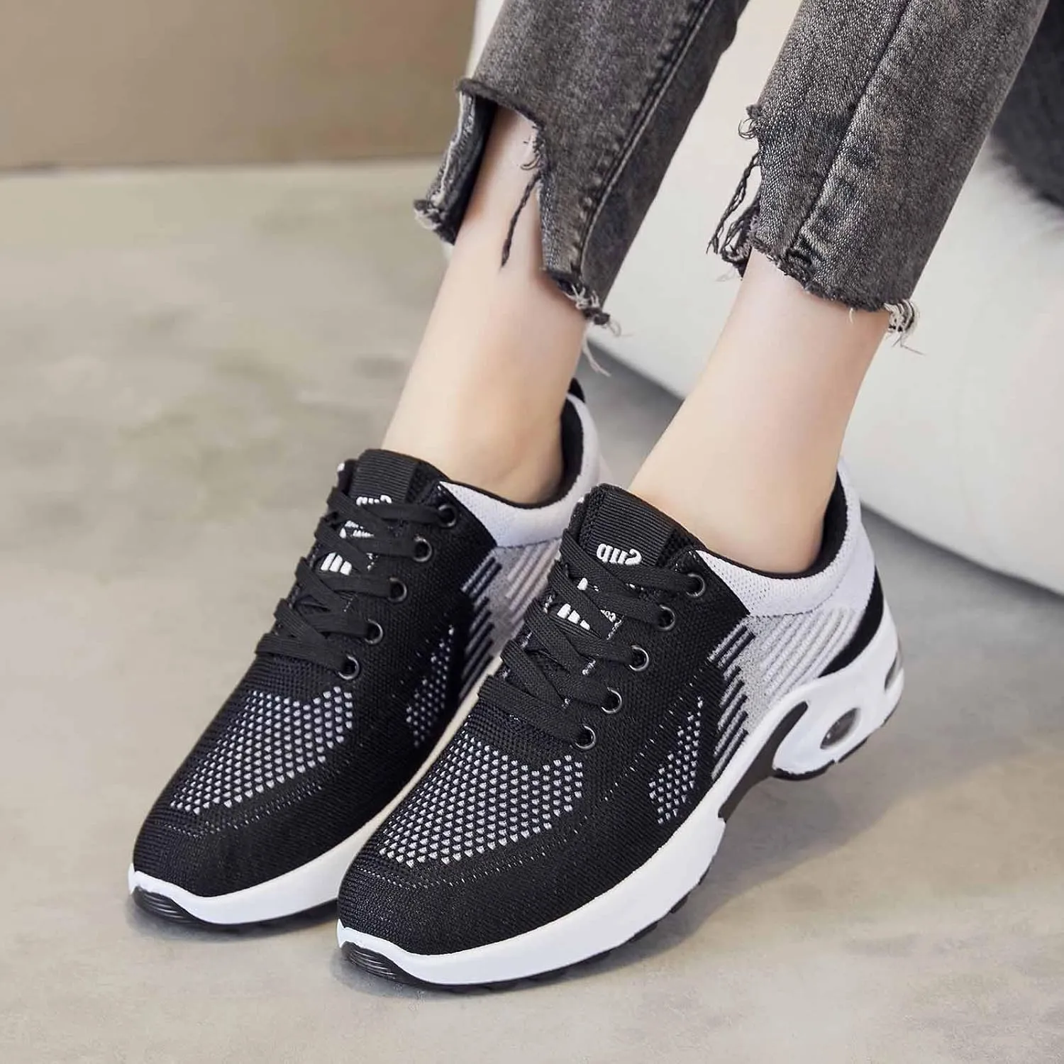 Womens Sneakers Air Cushion Orthopedic Mesh Breathable Gym Work Non Slip Walking Sports Wide Width Toe Box Shoes