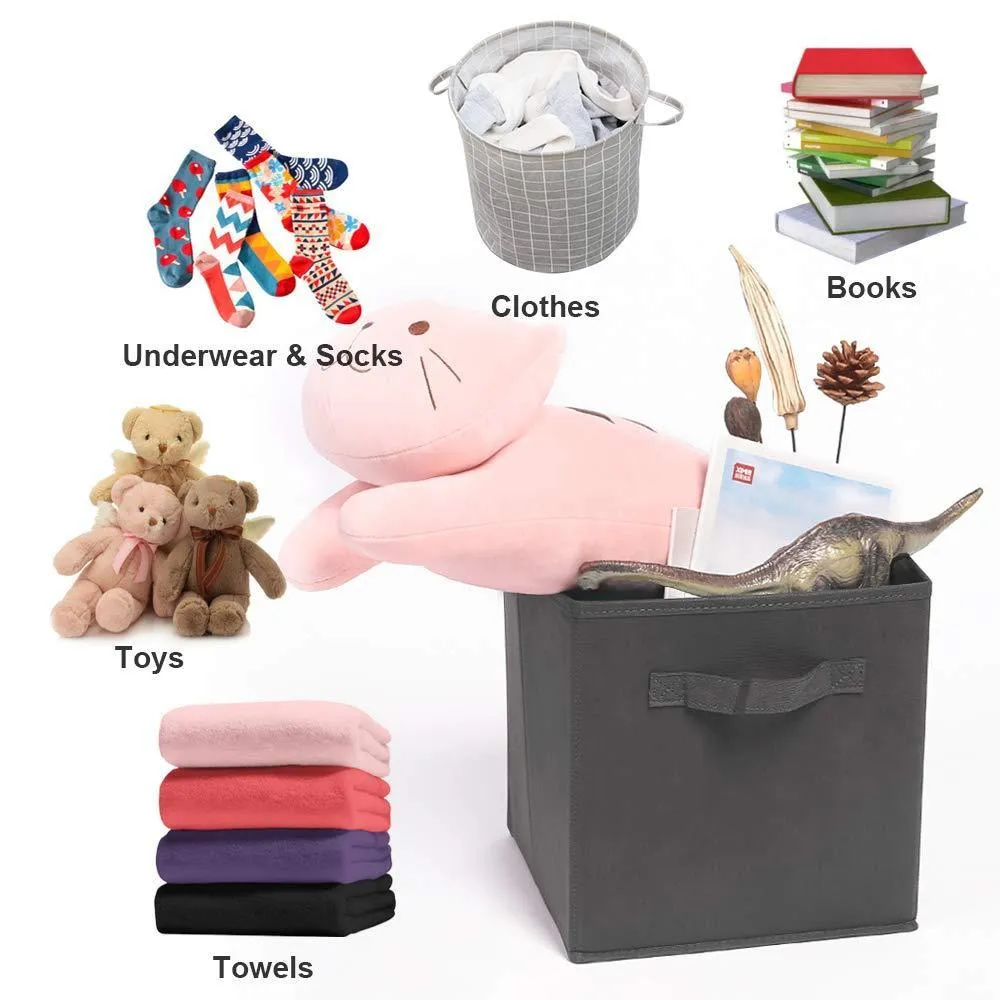 XIMIVOGUE Storage Box Storage Bins 3 Pack Storage Cube Basket Bins Cloth Folding Box Closet Drawers Container Dresser Basket Organizer Shelf Collapsible for Underwear Sock Bra Tight Kids Toy (Brown)