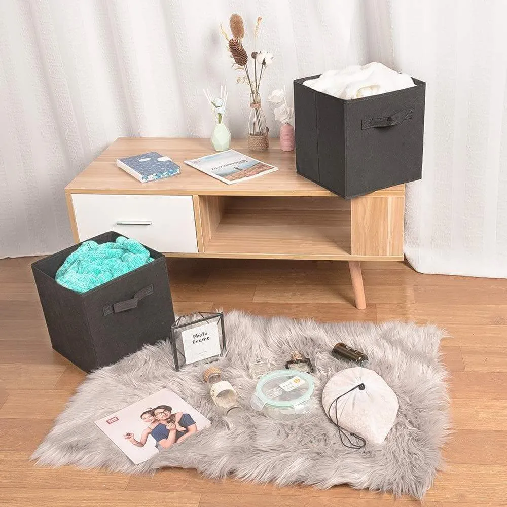 XIMIVOGUE Storage Box Storage Bins 3 Pack Storage Cube Basket Bins Cloth Folding Box Closet Drawers Container Dresser Basket Organizer Shelf Collapsible for Underwear Sock Bra Tight Kids Toy (Brown)