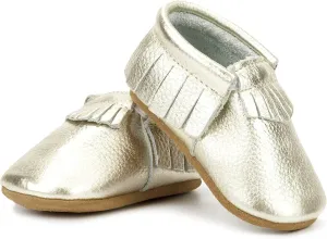 Zutano Unisex Baby Leather Moccasins, Slip Resistant, Soft-Sole Stay On Baby Shoes