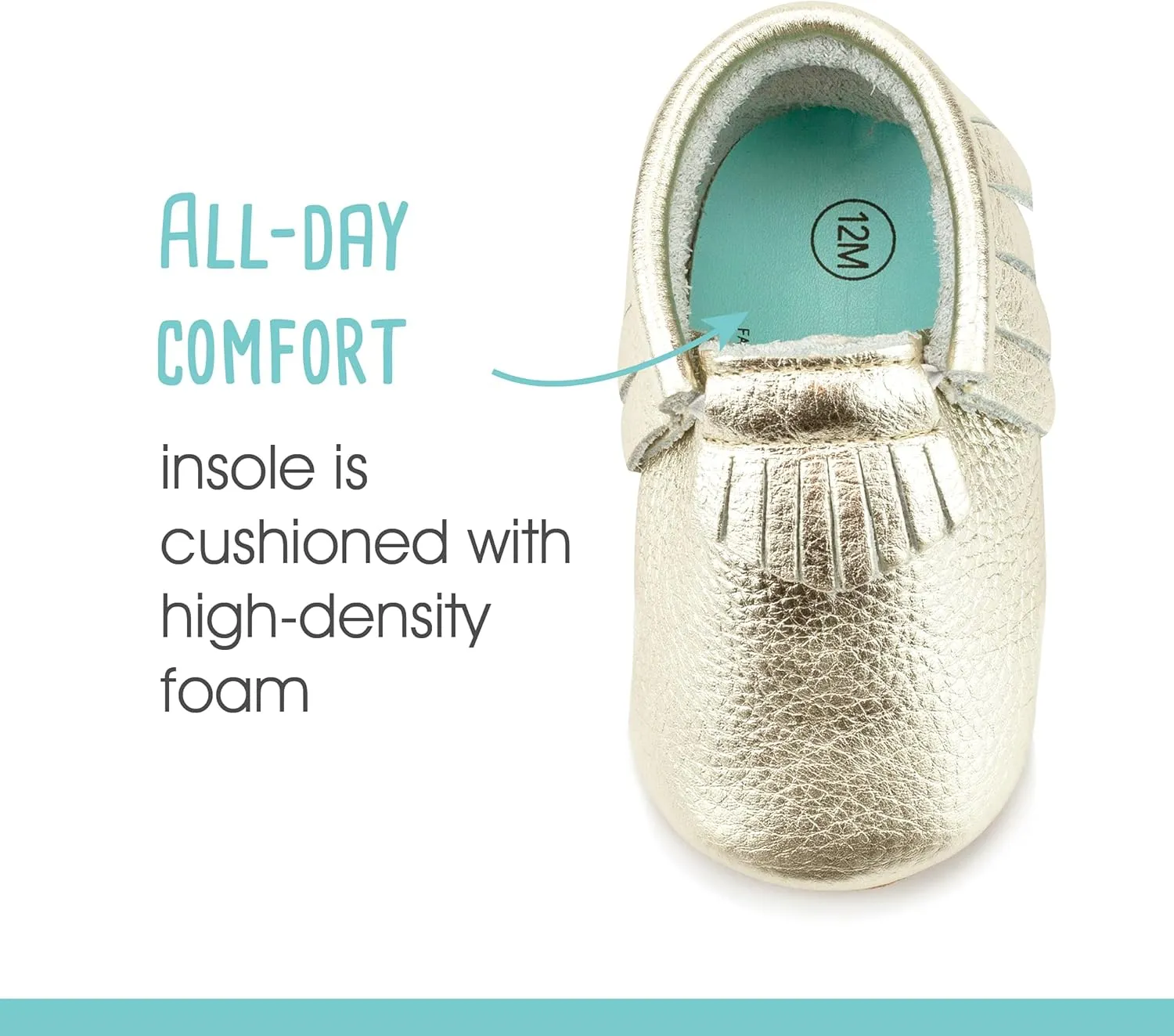 Zutano Unisex Baby Leather Moccasins, Slip Resistant, Soft-Sole Stay On Baby Shoes