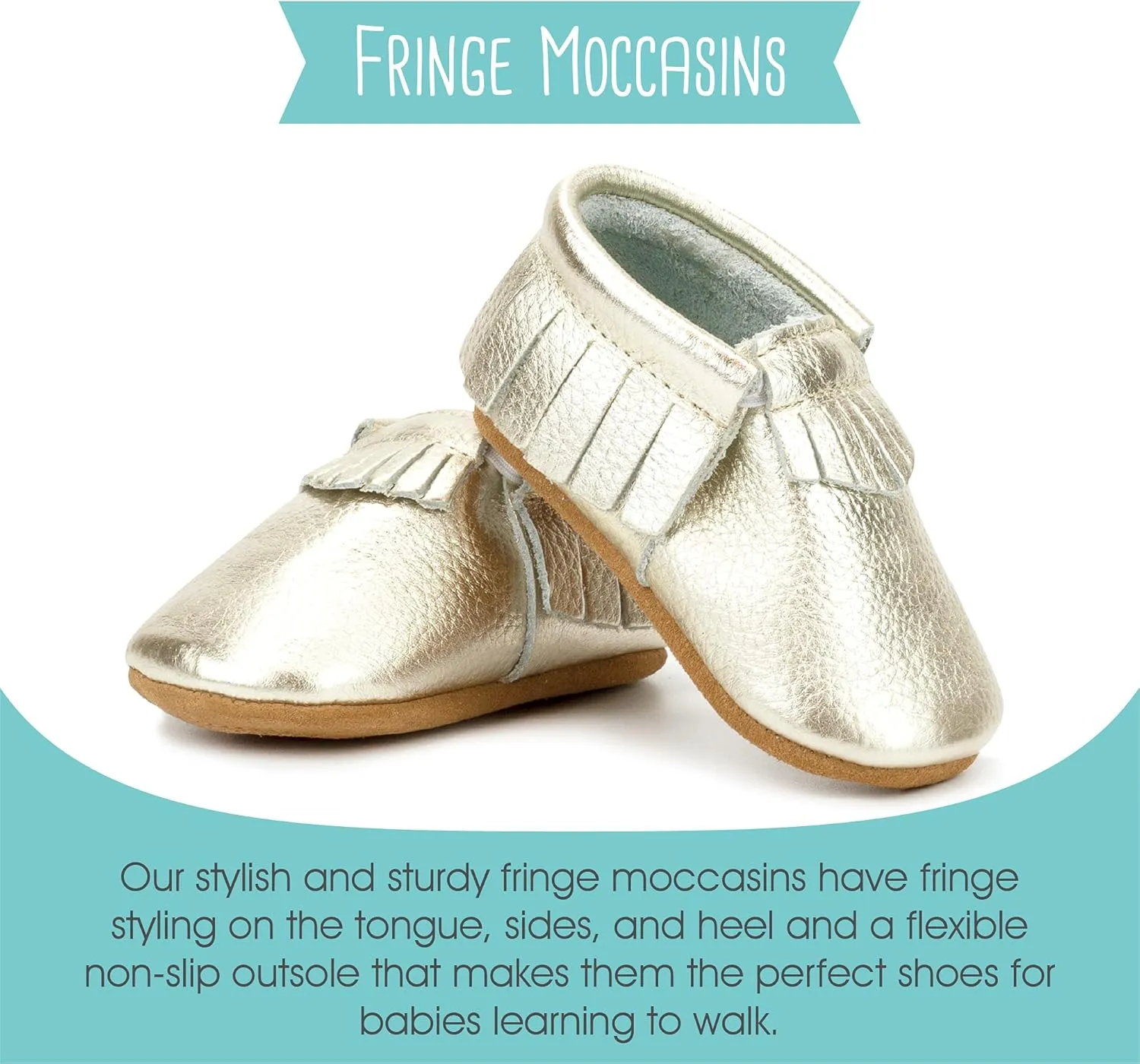 Zutano Unisex Baby Leather Moccasins, Slip Resistant, Soft-Sole Stay On Baby Shoes